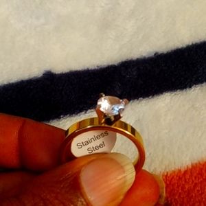 Stainless Steel CZ Engagement Ring Size 9